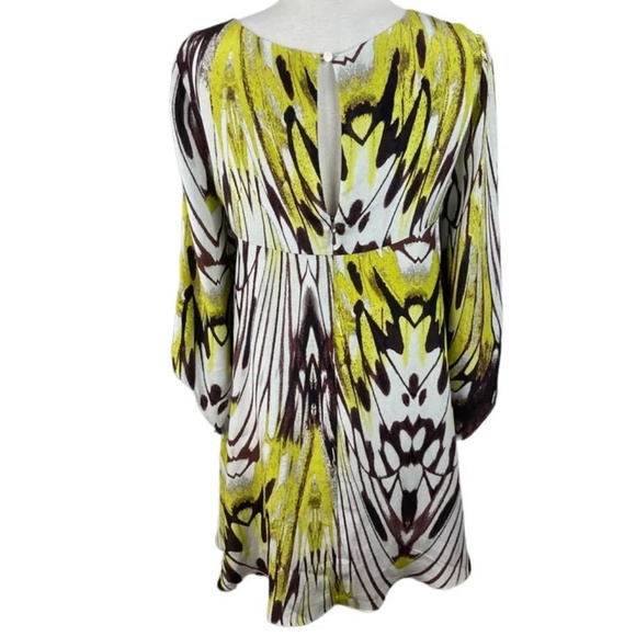 Anthropologie Leifsdottir Sarita Silk Swing Dress Bell Sleeves Abstract Print - Picture 4 of 13